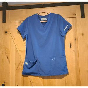 SCRUBBS Spanweave Technology Scrub Top Blue. Small V Neck Pockets